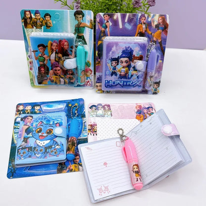 4PCS Hot Mini Anime Cartoon Notebook with Ballpoint Pen Portable Pocket Small Book Student Reward Stationery Gift
