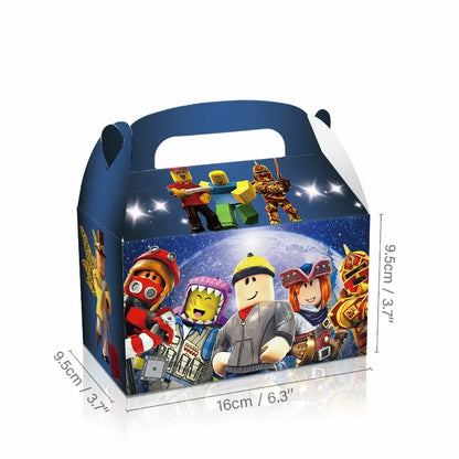 12Pcs/Set Roblox Theme Game Birthday Party Decoration Gift Boxes Anime Pattern Thanks Candy Gift Bag Kid Birthday Party Supplies