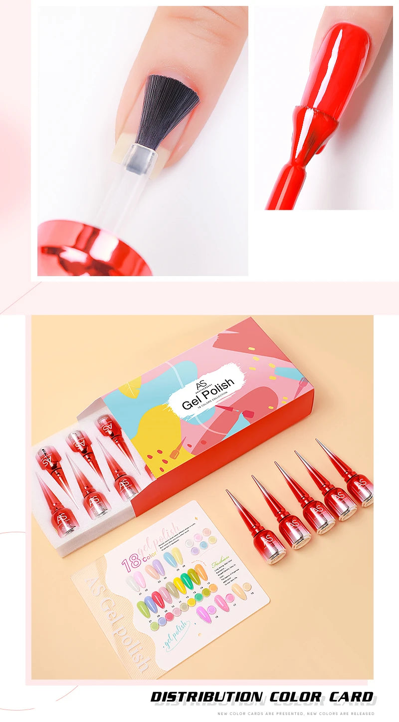 AS 18pcs 15ml Nail Gel Polish Set Red Dark Vernis Semi Permanent Nail Art Supplies Manicure UV Gel Nail Varnish Kit With Chart