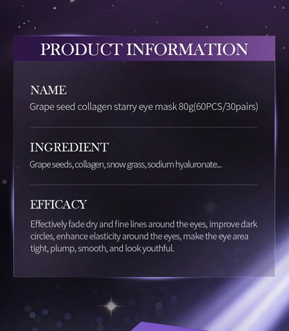 SADOER Starry Grape Collagen Eye Mask: 60pcs Anti-Dark Circle & Deep Hydration Patches