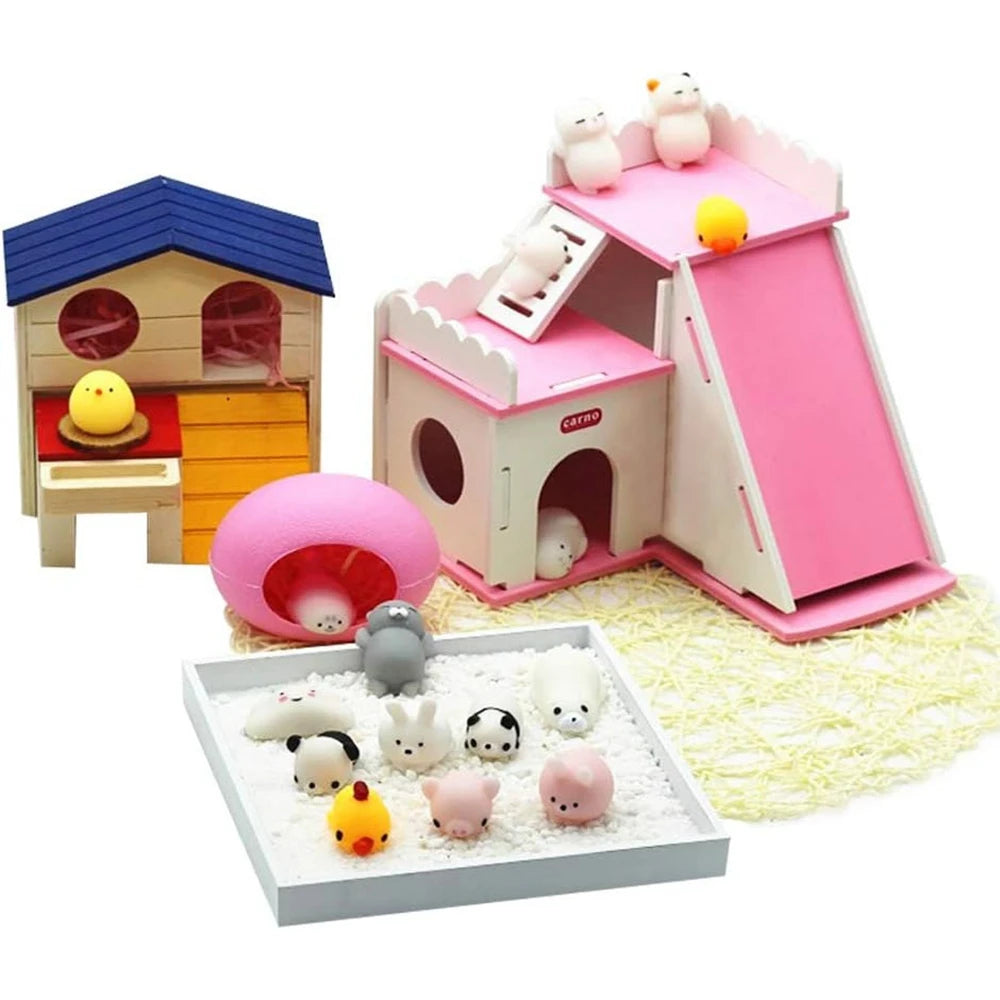 24PCS Mini Kawaii Squishies Mochi Stress Reliever Anxiety Toys Squishy Toy Party Favors for Kids Basket Fillers with Storage Box