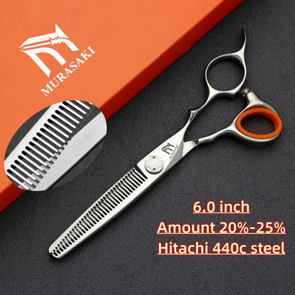 MURASAKI 6.0 inchhair thinning scissors，Professional Barber Accessories，Made by Hitachi 440C Steel，High-end Hair Cutting Tools