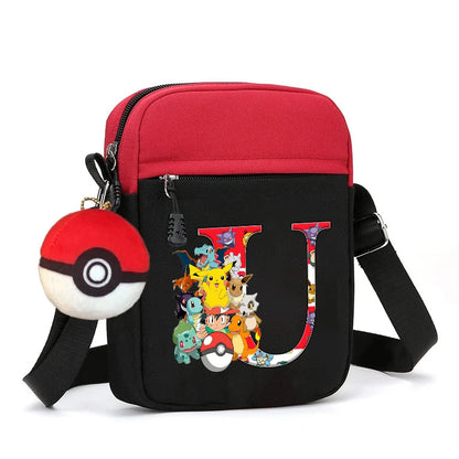 Cute Pokemons Letter A-Z Chest Packs Anime Pikachus Boy Girl Daily Travel Phone Pouch Shoulder Bag Outdoor Sport Crossbody