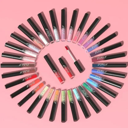 DUNUF 32 Color Matte Liquid Lipstick: Bold Pigment Non-Stick Lip Glaze