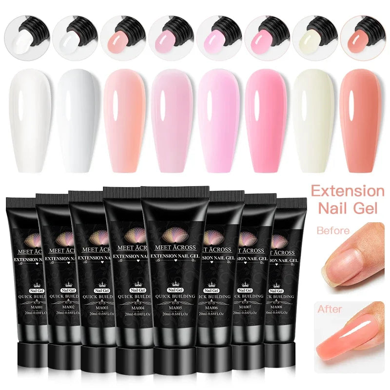 5pc Poly Extension Nail Gel Set Clear White Nude Pink Nail Art Building Varnish for Lenthening Nails Design UV/LED Lamp Needed