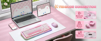 YUNZII C98 Wireless Mechanical Keyboard, 99-Key Hot Swap Gasket Keyboard with Numpad, Custom RGB Backlight,Cute Keeb for Win/Mac