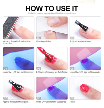 LIMEGIRL 24PCS Gel Nail Polish kit with Nail Art Diamond Powder UV  Soak Base Coat Gel for Nail Art DIY Design Gel Varnish Kit