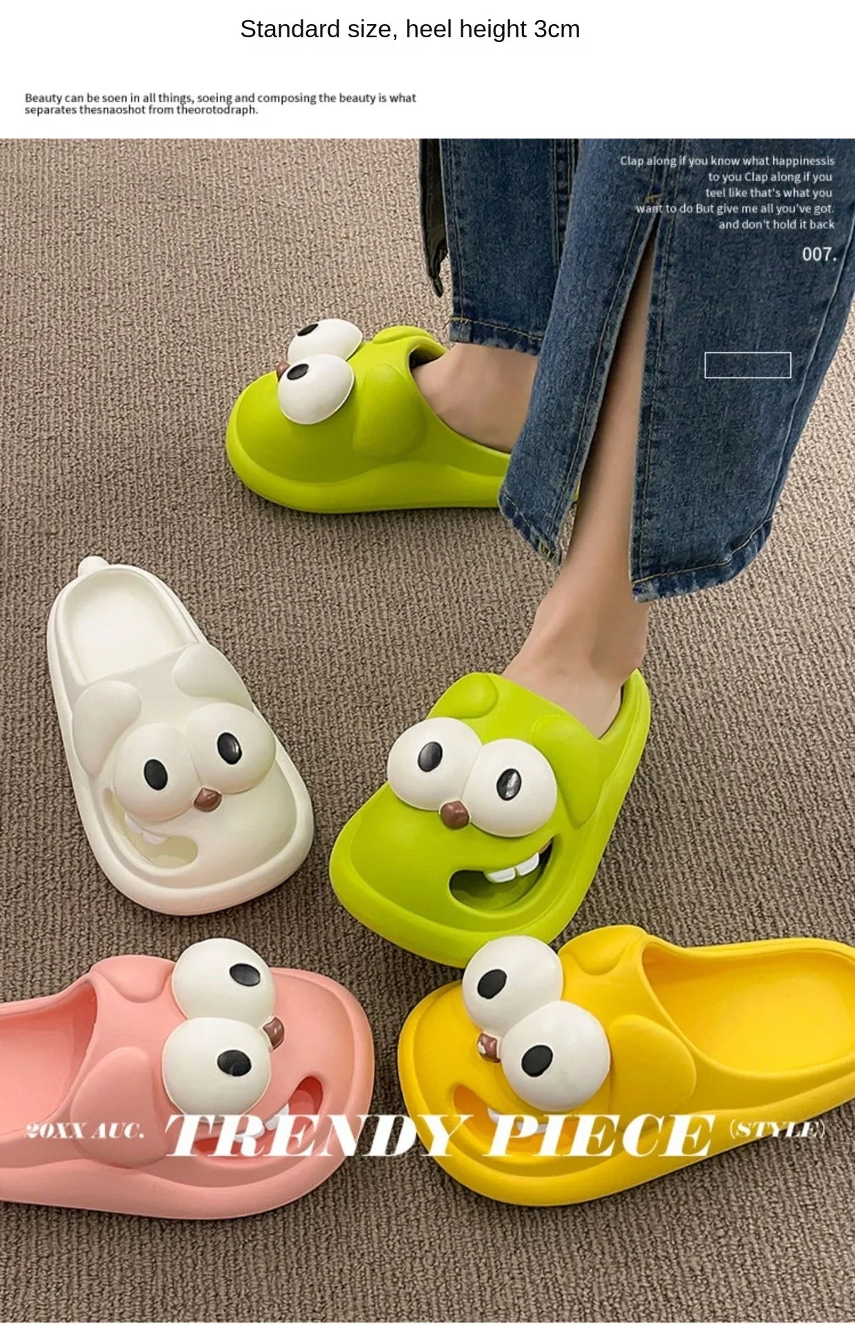 Tongue Kiss Slippers Big Eye Dog Slippers,Cute Funny Big Eye Dog Fun Cartoon Package Head Eva Slippers For Women