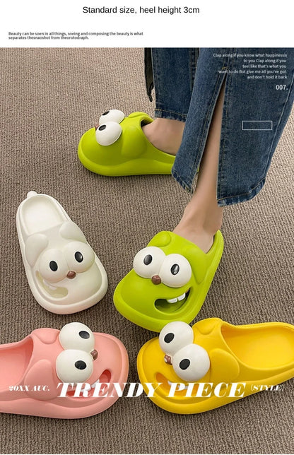 Tongue Kiss Slippers Big Eye Dog Slippers,Cute Funny Big Eye Dog Fun Cartoon Package Head Eva Slippers For Women