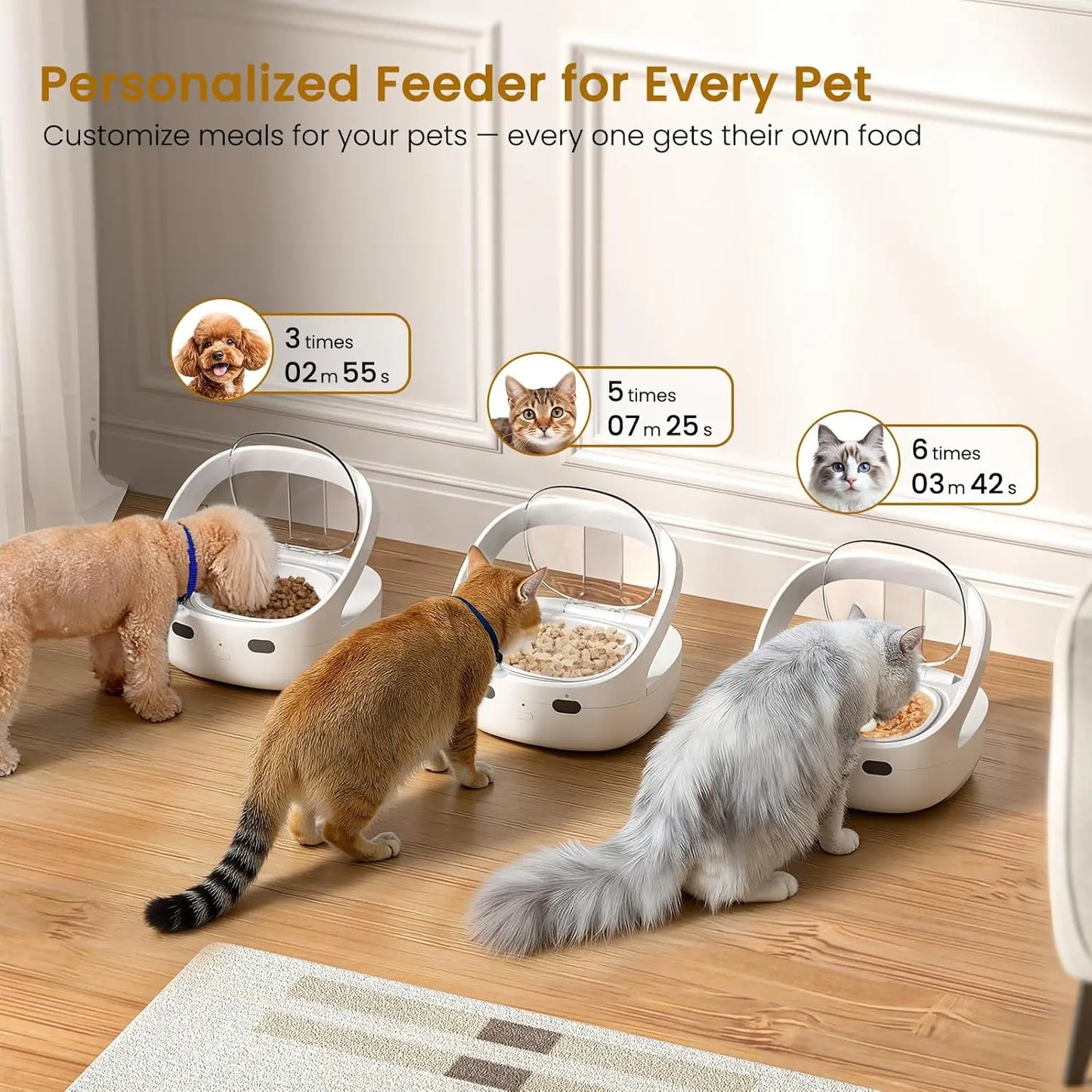 RFID collar activates cat feeder, multi cat intelligent automatic chip feeder, supports wet and dry food,prevents pinch injuries