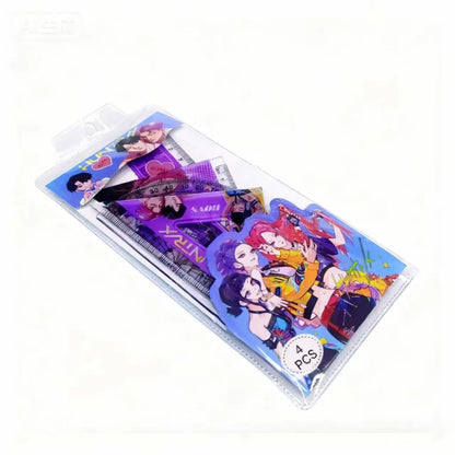 2026 Hot Anime Girls Group Stationery Set Ruler Triangle Protractor Stationery Gift Set for Students School Supplies