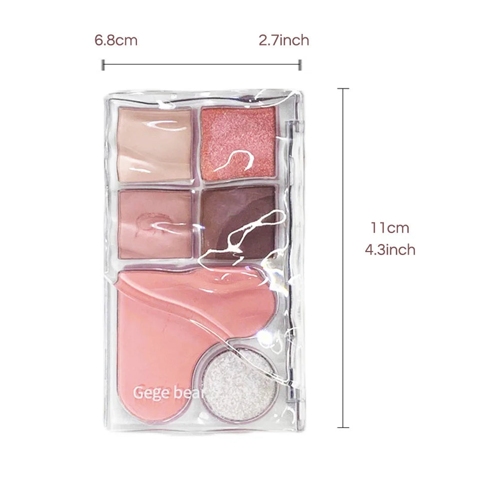 Pinky Heart Gege Bear Eyeshadow Palette Matte Pearlescent Earth Color Sequin Long-Lasting Eyeshadow And Contour Palette