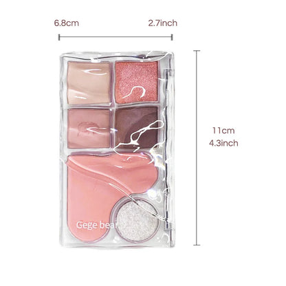 Pinky Heart Gege Bear Eyeshadow Palette Matte Pearlescent Earth Color Sequin Long-Lasting Eyeshadow And Contour Palette