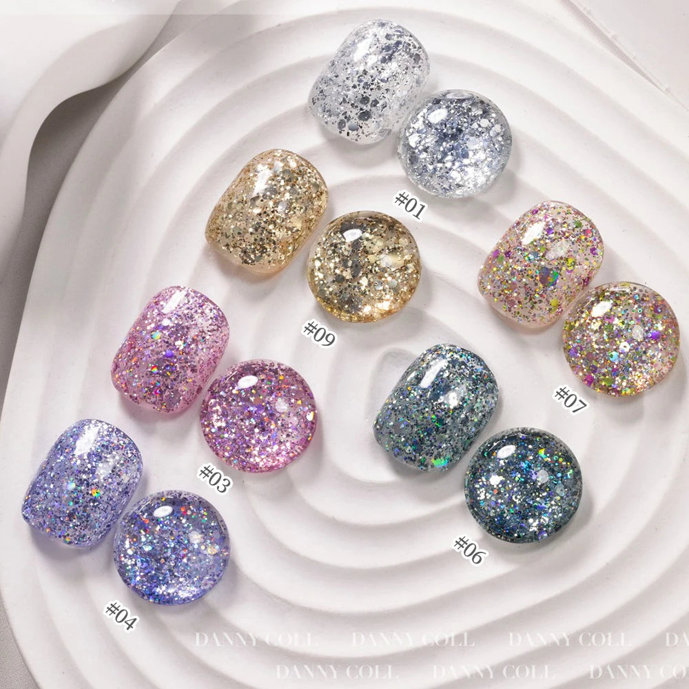 Starlight 12 Colors Sparkling Glitter Gel Nail Polish Set With Color Card 15ML Sequins Nail Gel Semi-Permanent UV LED Varnishes
