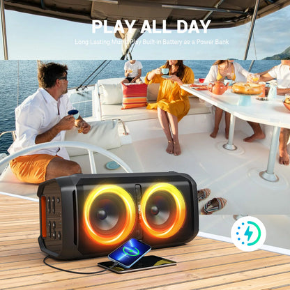 W-KING 100W RMS Bluetooth Speakers, IPX6 Waterproof, V5.3 Portable Party Boombox Wireless Deep Bass/115dB Loud Massive Sound