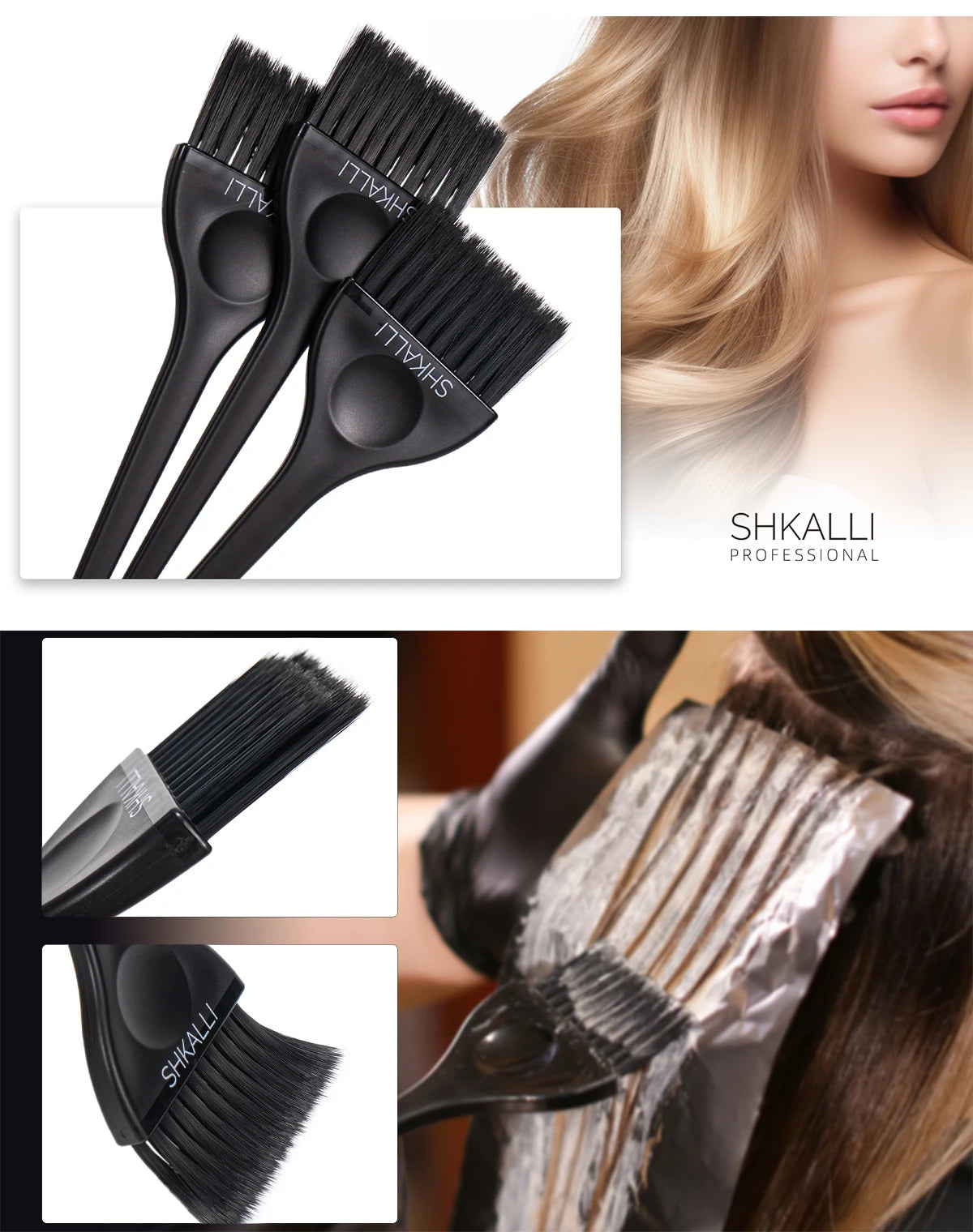 Professional Hair Tinting Brush Home Salon Hairdresser Hair Dyeing Brush Coloured Soft Bristles Balayage Brush Hair Tinting Tool