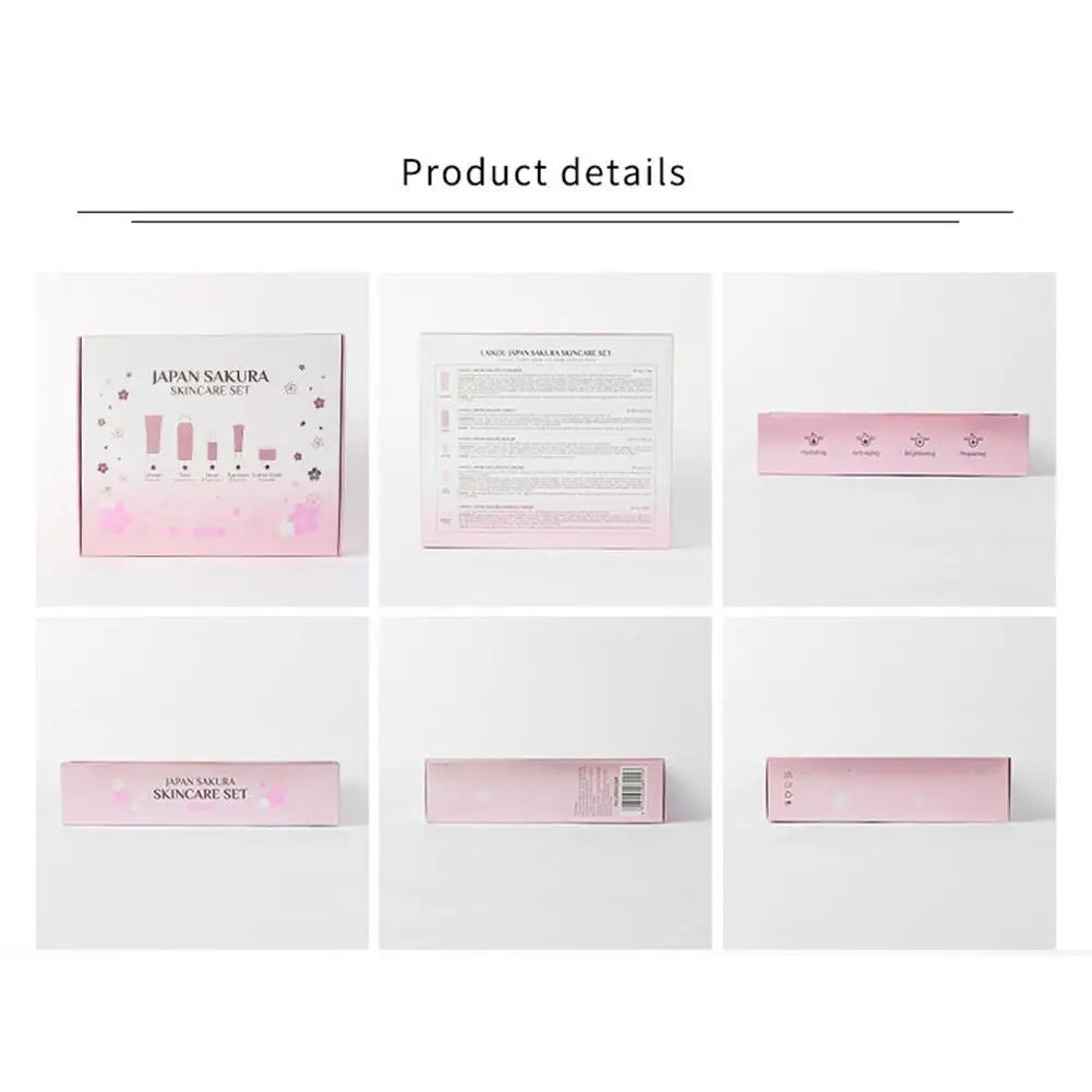 LAIKOU Japan Sakura Skin Care Set: 5-Piece Hydrating & Brightening Kit
