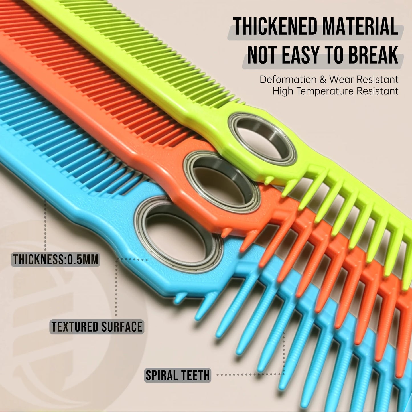 2Pcs NEW Professional Barber Dual Spining Comb Wide and Fine Tooth Cutting Comb Taper Comb for Salon Hairdressing Accessories