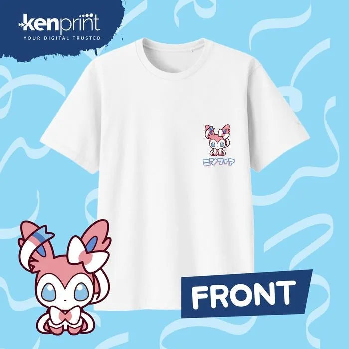 2025 Summer Pokémon Anime SYLVEON 100% Pure Cotton Printed T-shirt Men Harajuku Loose Casual Versatile Short-sleeved Loose Y2k