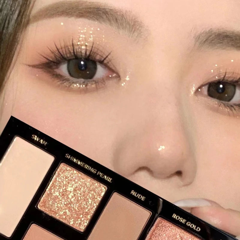 16 Color Matte Glitter Nude Brown Eyeshadow Palette Waterproof Longlasting Cosmetic Pearlescent Eyeshadow Pigment Shimmer Makeup