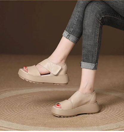 Women's Soft Muffin Sandals Breathable Retro Roman Sandals Thick Bottom Roman Women's Sandals