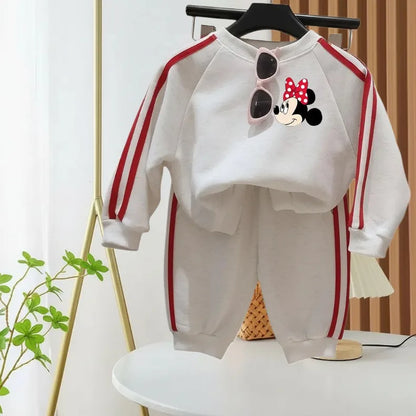 Spring New Style Girls Clothing Sets 2026 Children's Casual Tracksuits Fashion O Neck Hoodies and Side Stripe Trousers Two Piece
