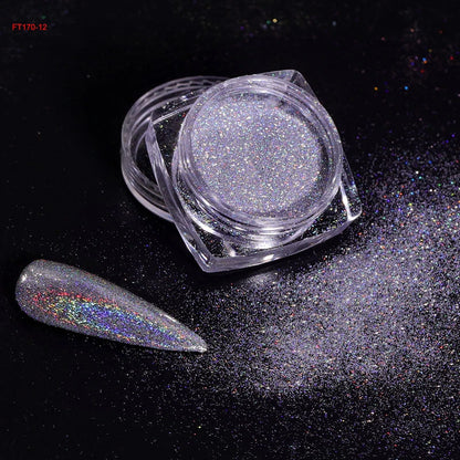 12Jars/set Holographic Glitter Nail Fine Powder 0.05mm Super Shinying Unicorn Rainbow Laser Powder DIY Mirror Manicure Powder