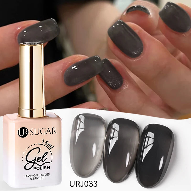 UR SUGAR 15ml Jelly Milky White Translucent Color Gel Polish Semi Permanent UV Gel Nail Art Soak Off Gel Varnish Latest Fashion