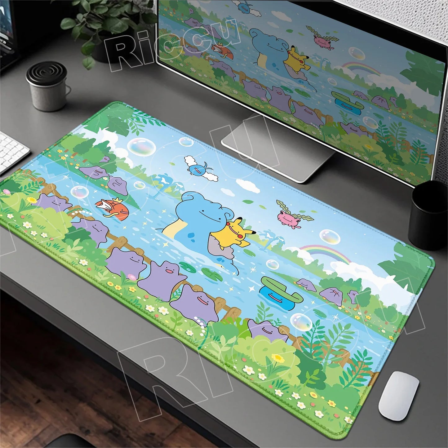 HD 900x400 Rubber Large PC Mousepad Gaming Mouse Pad Accessories Pikachu Slowpoke XXL Desk Keyboard Mat Computer Laptop Mausepad