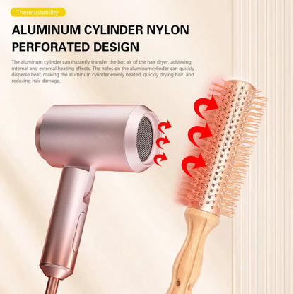 Professional Wood Round Curly Combs For Women Hairdressing Massage Brush Salon Barber Aluminum Tube Hair Styling Comb New Type