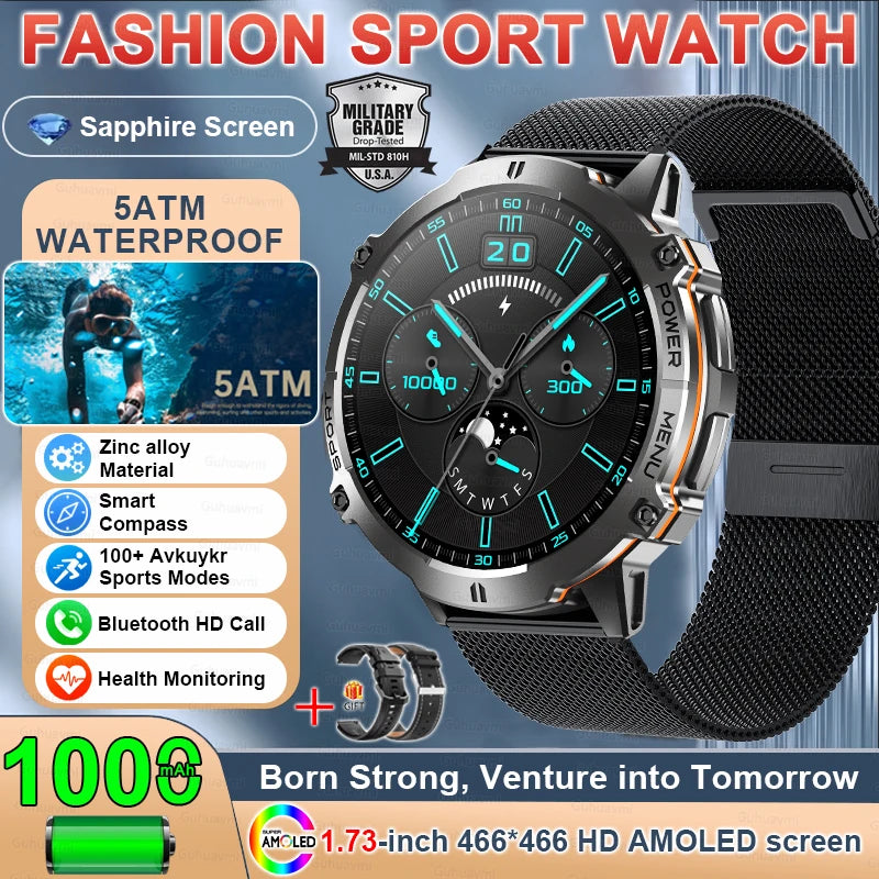 TANK X3 Smartwatch – GPS, BT Call, Compass & 5ATM Waterproof