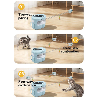 1PC Automatic Cat Chaser Toy Remote Control Adjustable Speed with Bird Sound 2 Fixing Methods Interactive Pet Teaser for Cats