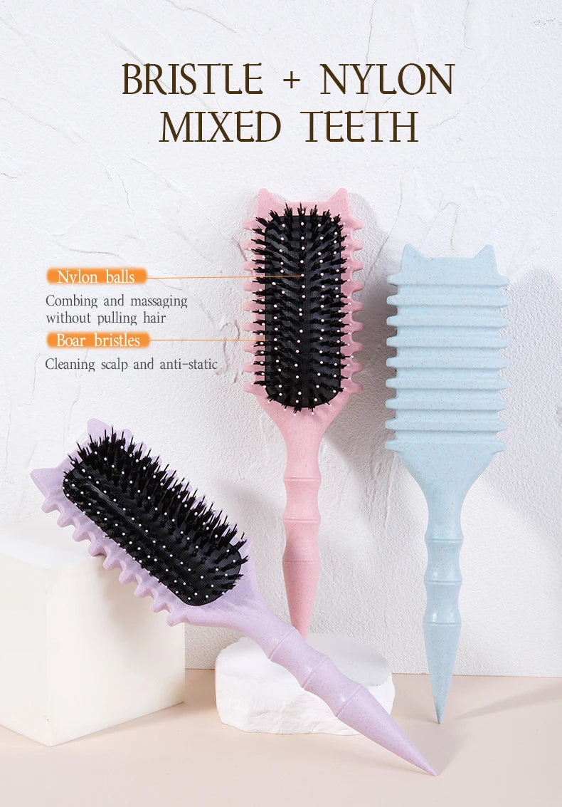 WANMEI Salon Styling Curly Hair Styling Brush Curl Hair Brush for Combing and Shaping  Curls Reduce Pulling Tools