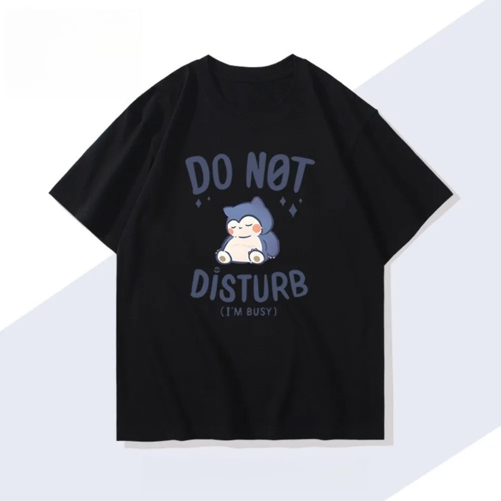 Men's New  Pokémon Handheld Game Snorlax T-shirt Summer New Men's and Women's Japanese  Trend Loose Casual Short-sleeved Top