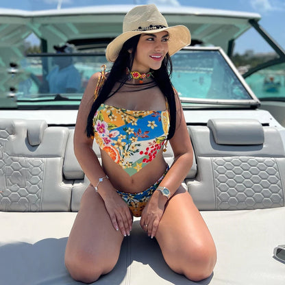 2023 New Sexy Bikini Women Print Brazilian Bikini Set Halter Backless Swimsuit Swim Wear Biquini Dot biquini female
