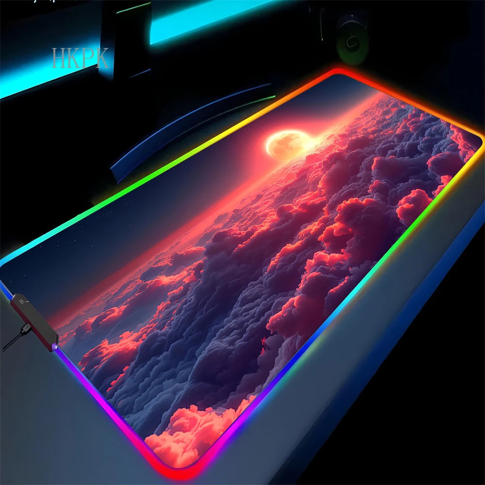 RGB Galaxy Milky Way Mouse Pad XXL 90X40 Carpet PC Gamer Computer Keyboard Desk Mat Anti-slip Mousepad Gaming Led Backlight Mats