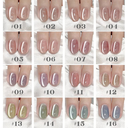MIANEL 1-16PCS Light Smoke Magnet Cat Eye Gel Nail Polish 2025 New Glass Bead Nude Pink Nail Glue Pink Nails Blue Nails Nail Art