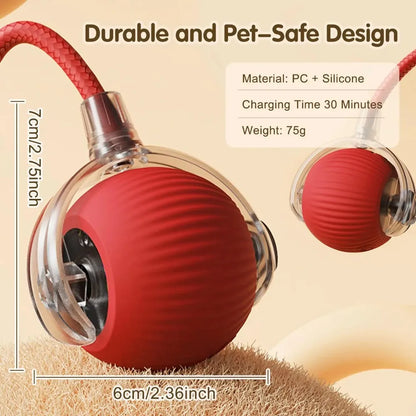 LEMEENQ Cat Interactive Ball Toy Auto Rolling Ball with Tail Rechargeable Smart Pet Interactive Toy Intelligent Mouse for Cat