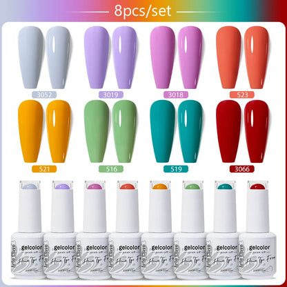 Arte Clavo 8Pcs/Set Gel Nail Polish Set 15ml Colorful Semi Permanent For Manicure Varnish Soak Off UV LED Nail Art Gel Kits