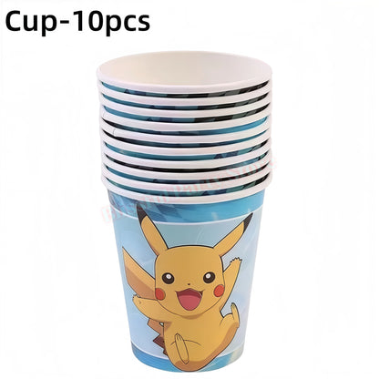 Pokemons Birthday Party Decoration Lightning Pikachu Balloon Tableware Kit Cup Plate Gift Bag Kid Favor Gift Baby Shower Supplie