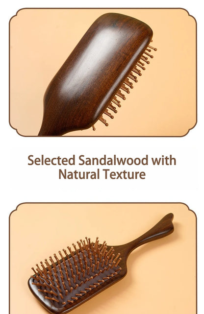 Natural Sandalwood Air Cushion Comb Scalp Massage Hair Brush Women Anti-static Hairdressing Comb for Hair Volume & Curly Hair