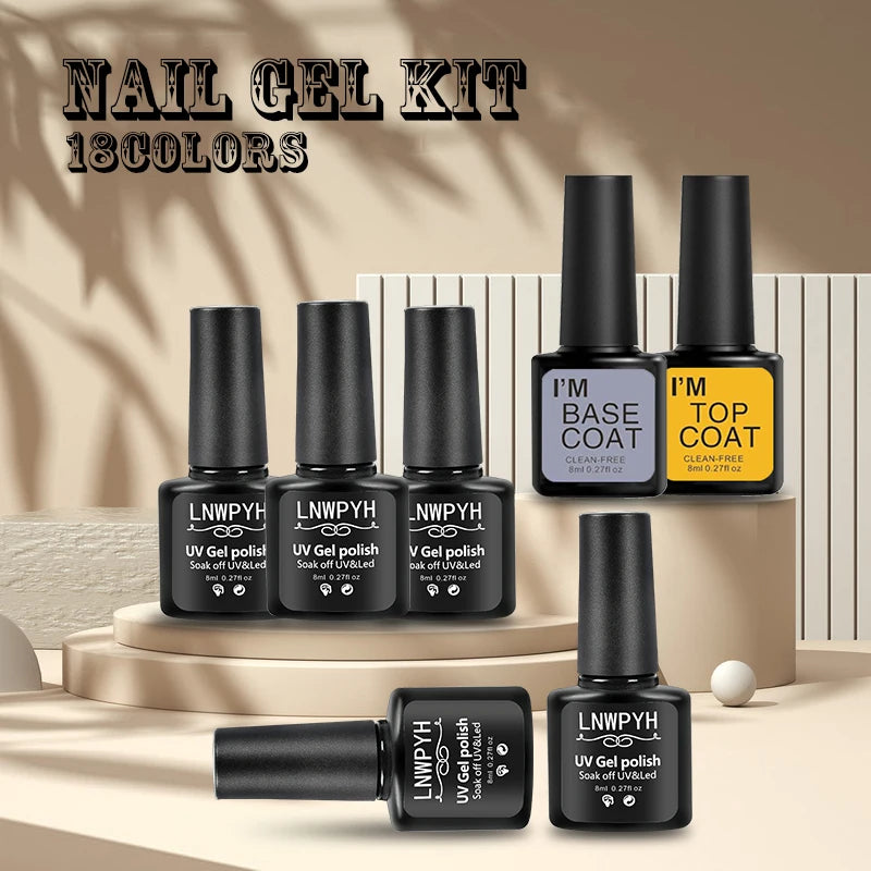 Professional Gel Nail Polish Kit Semi Permanent Gel Varnish Set Nail Art Manicure Kit And UV LED Nail Dryer Electric Nail Drill