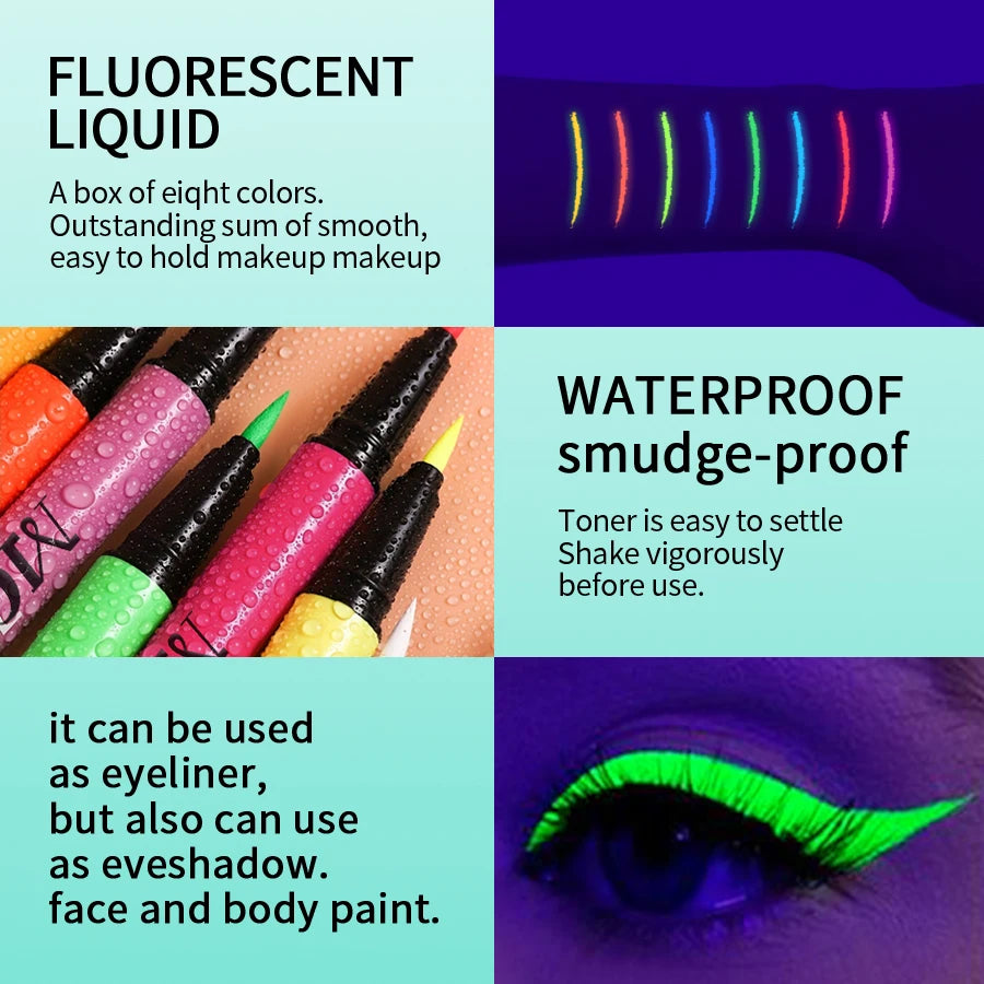 8 colors 1PC face body painting 1PC UV Light Neon Face Paint Art Korean Makeup blue green waterproof christmas party body paint
