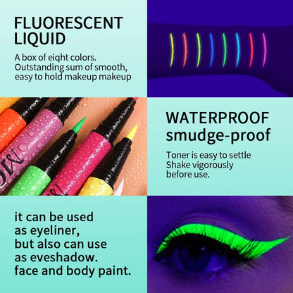 8 colors 1PC face body painting 1PC UV Light Neon Face Paint Art Korean Makeup blue green waterproof christmas party body paint