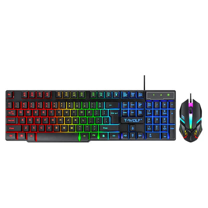 T-WOLF 4-in-1 Ultimate Gaming Combo: RGB Keyboard, Mouse, Headset & Pad