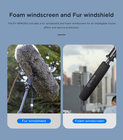 BOYA BY-BM6060 Professional Condenser Shotgun Microphone Handheld Mic for Canon Nikon Camera Vlog Recording Streaming Interview