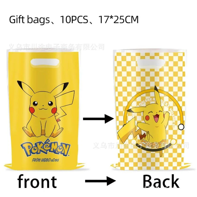 Pikachu Theme Party Disposable Gift Bag, Candy Bag, Children's Party Decoration and Organizing Supplies