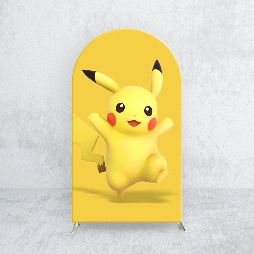 Pikachu Pocket Monster Arch Backdrops Cover Pokemon Kids Birthday Party Elastic Custom Baby Shower Photo Background Banner Decor