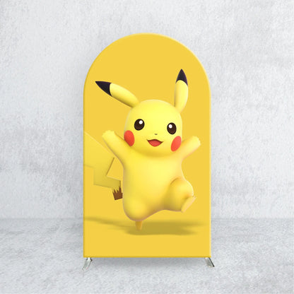 Pikachu Pocket Monster Arch Backdrops Cover Pokemon Kids Birthday Party Elastic Custom Baby Shower Photo Background Banner Decor