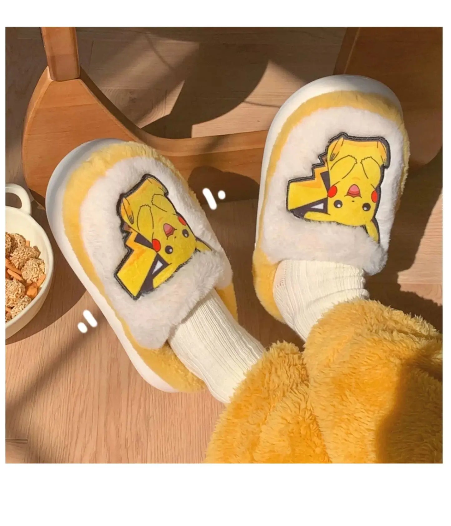 Pokemon Anime Couple Slippers Cute Pikachu Eevee Cartoon Cotton Home Shoes for Men And Women with Velvet Insulation Winter Gifts